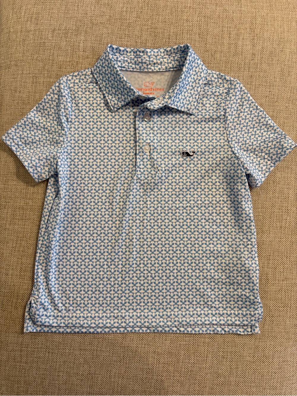 Vineyard Vines Sankaty Performance Polo Blue Print Toddler Boys 3T
